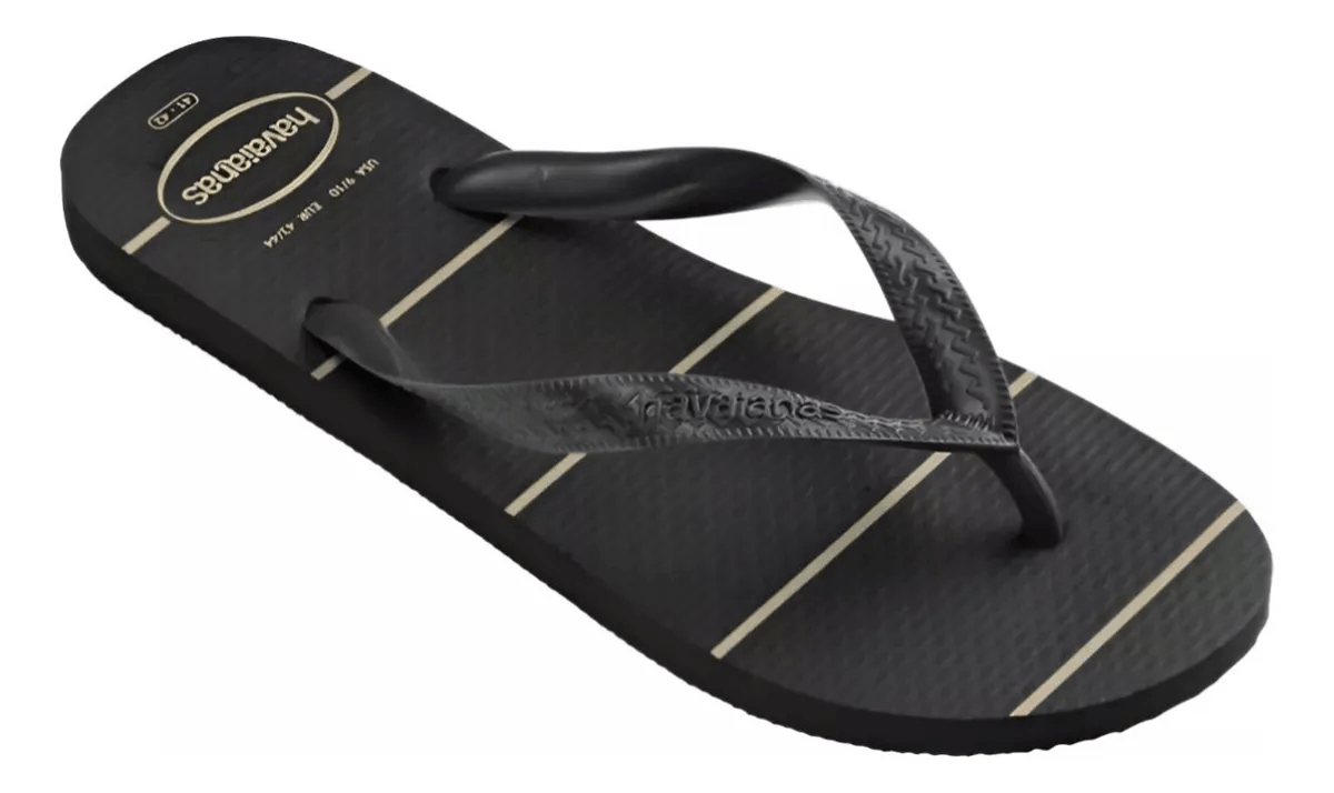 Chinelo Havaianas Color Essential Preto com Listras Brancas