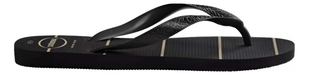 Chinelo Havaianas Color Essential Preto com Listras Brancas