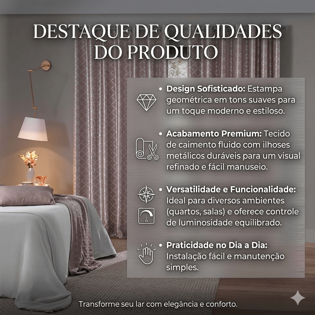 Cortina Bella Janela Corta Luz Blackout 3.60m x 2.50m