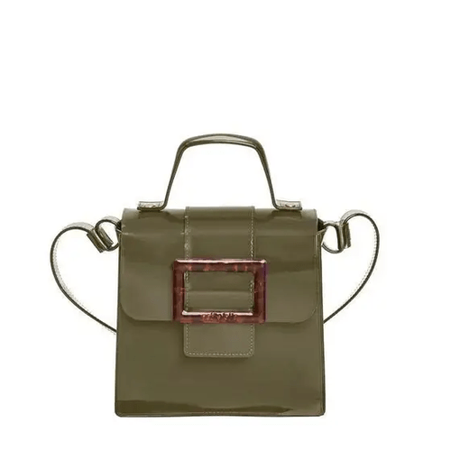 Bolsa Feminina Petite Jolie Alça Tiracolo e Ombro Verde Militar com Fivela Oncinha