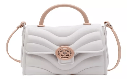 Bolsa Petit Jolie Branco com Alça Bege Media