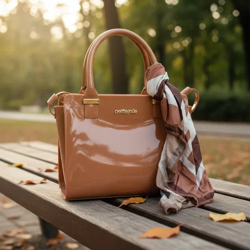 Bolsa Petite Jolie Love Nude Escuro Lenço Pj11352 Transversa
