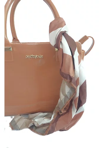 Bolsa Petite Jolie Love Nude Escuro Lenço Pj11352 Transversa
