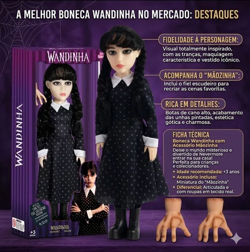 Boneca Wandinha e Mãozinha