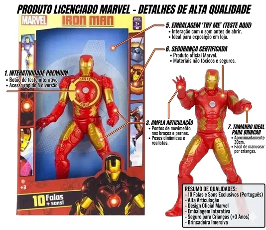 Boneco Marvel Homem de Ferro 10 Frases + Sons