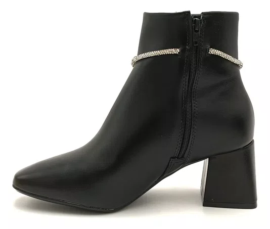 Bota Feminina Preto Cano Curto Tira Cristal Vizzano