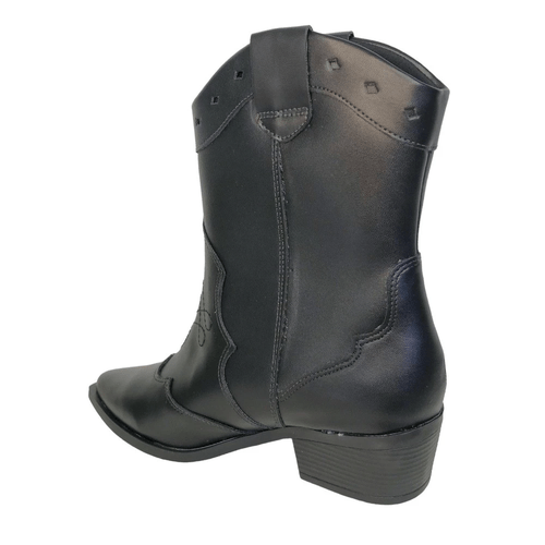 Bota Feminina Sua Cia Ana Castela Country Western Bico Fino Preto