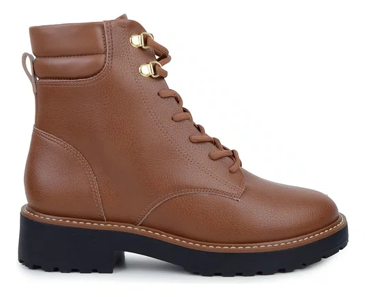 Bota Feminina Vizzano Coturno Cano Baixo Marrom