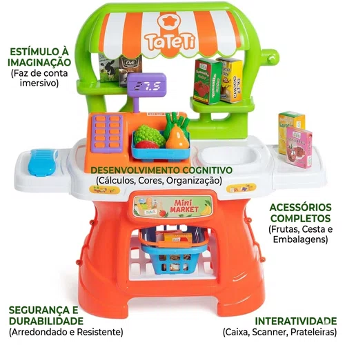 Brinquedo Tateti Mini Market Infantil com Acessorios