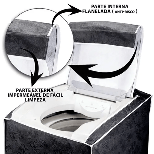 Capa Maquina de Lavar Roupas 7kg a 9kg material sintético Resistente Adomes