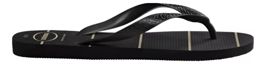 Chinelo Havaianas Color Essential Preto com Listras Brancas