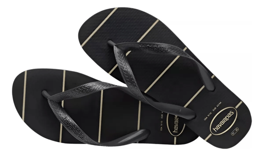 Chinelo Havaianas Color Essential Preto com Listras Brancas