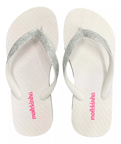 Chinelo Infantil Molekinha Branco com Glitter