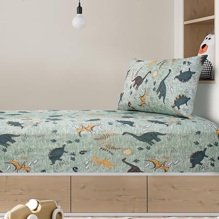 Jogo de Cama Solteiro Infantil - 2 peças Dinos Selva