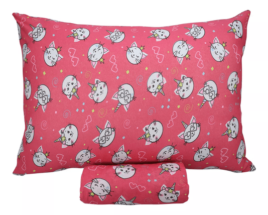 Jogo de Cama Solteiro Infantil - 2 peças Gatos Unicórnios