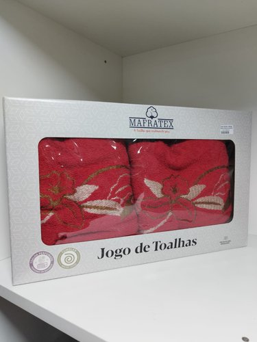 Kit de Toalha de Banho Mafratex Hortência Vermelho