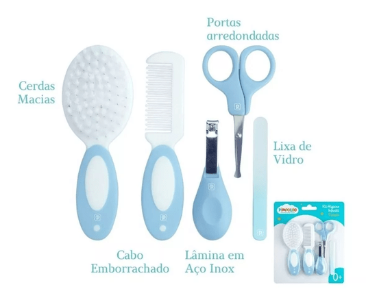 Kit Higiene Infantil 5 Peças Azul Pimpolho