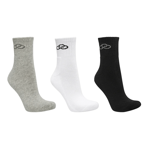 Kit Meia Cano Médio Olympikus 3 Pares - Branco+Cinza+Preto