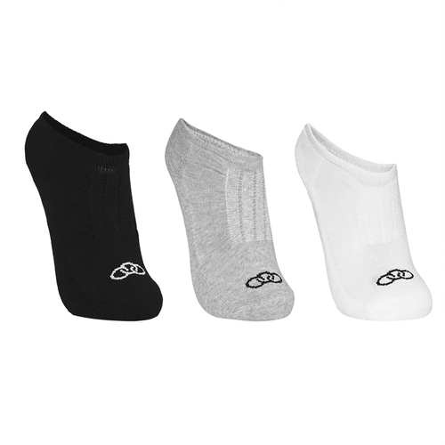 Kit Meia Olympikus Invisível 3 Pares -Branco-Preto-Cinza