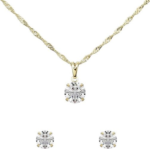 kit Relógio Champion Feminino Dourado com Strass