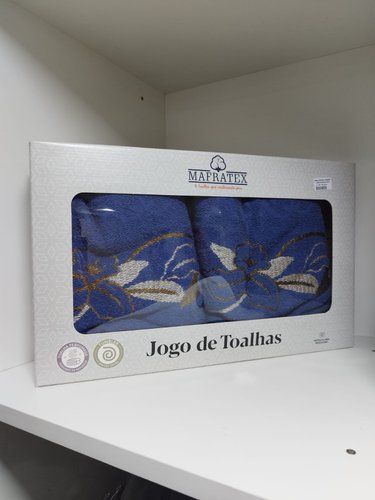 Kit Toalha de Banho Mafratex Hortência Azul Marinho