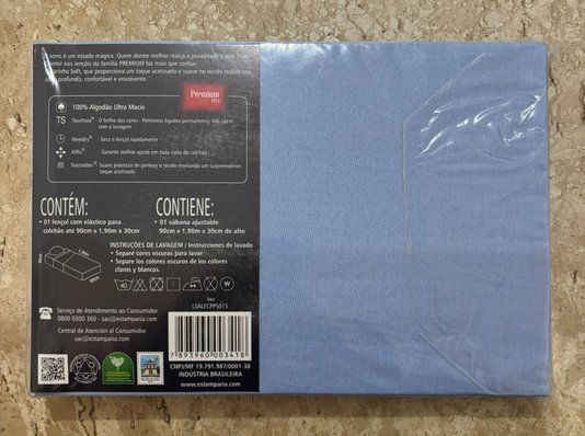 Lençol de Solteiro com Elastico Avulso Azul