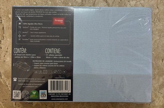 Lençol de Solteiro com Elastico Avulso Azul bebe