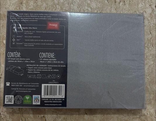 Lençol de Solteiro com Elastico Avulso Cinza
