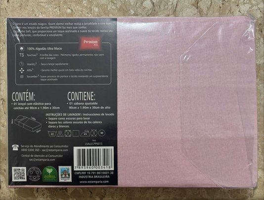 Lençol de Solteiro com Elastico Avulso Rosa bebe