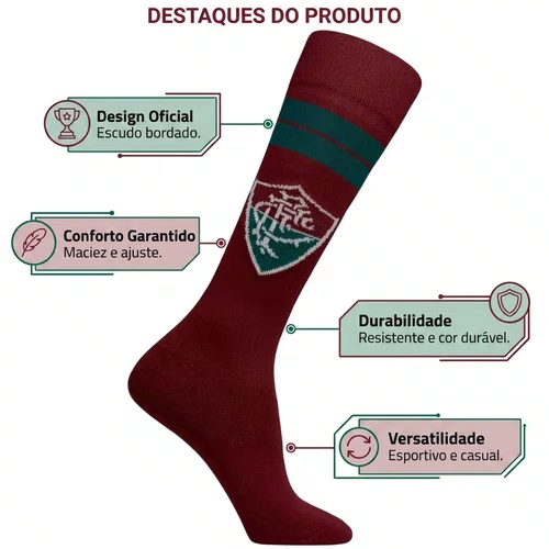 Meia Rikam Casual Esportivo Masculino Fluminense