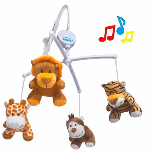 Mobile Musical Safari De Pelúcia Para Berço