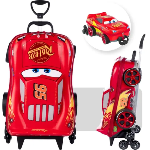 Mochila Infantil 3D Rodinha Tripla Diplomata CARROS MCQUEEN
