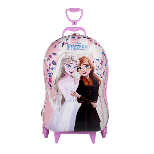 Mochila Infantil 3D Rodinha Tripla Diplomata Frozen Elsa E Anna Disney