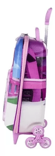 Mochila Infantil 3D Rodinha Tripla Diplomata Patrulha Canina Rosa