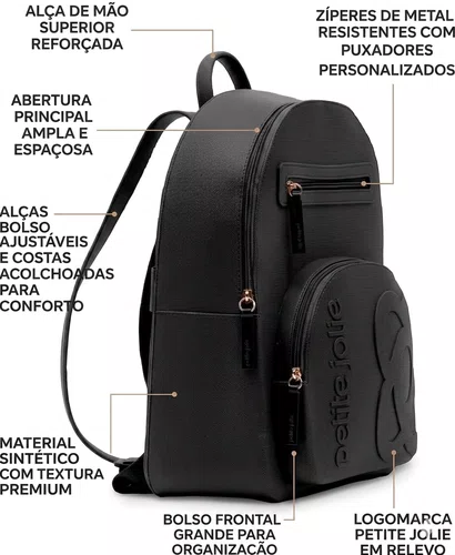 Mochila Petite Jolie Smart Preto