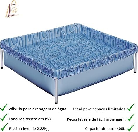 Piscina Infantil 400L Desmontavel Estruturada Quadrada