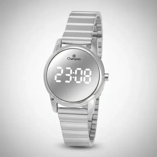 Relogio Champion Digital Feminino Prata Espelhado