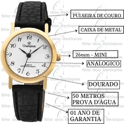 Relógio Champion Feminino Analógico com Pulseira de Couro