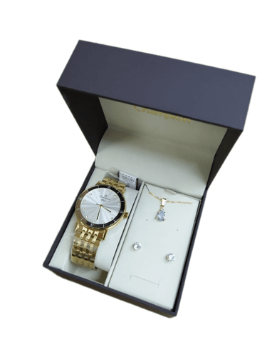 Relógio CHAMPION KIT feminino branco dourado strass