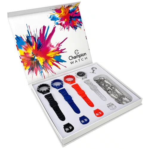 Relogio Champion Original Troca Pulseiras Fundo Preto