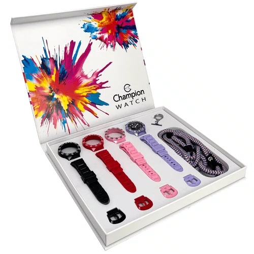 Relogio Champion Original Troca Pulseiras Fundo Preto