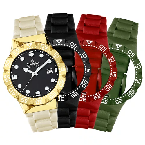 Relogio Champion Original Troca Pulseiras Fundo Preto