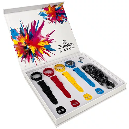 Relogio Champion Original Troca Pulseiras Fundo Preto