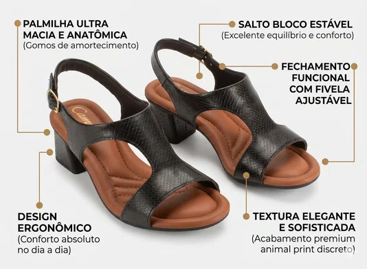 Sandalia Campesi Salto Bloco Feminina Preto