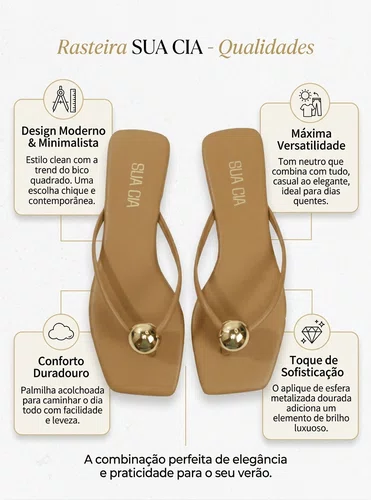 Sandalia de Dedo Rasteira Sua Cia Caramelo