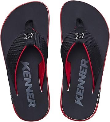 Sandália Kenner Kivah Preto com Detalhe Vermelho
