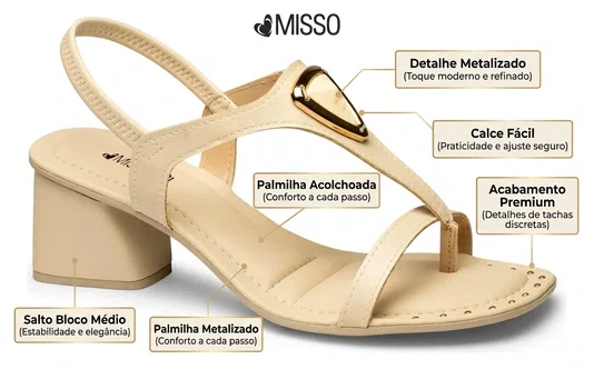 Sandalia Mississipi Bertini Cotton Feminino Bege