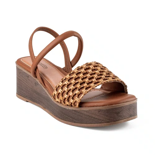 Sandalia Mississipi Tabaco Salto Anabela Feminino