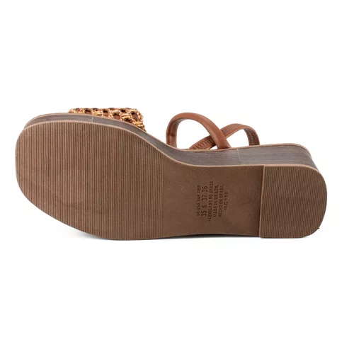 Sandalia Mississipi Tabaco Salto Anabela Feminino
