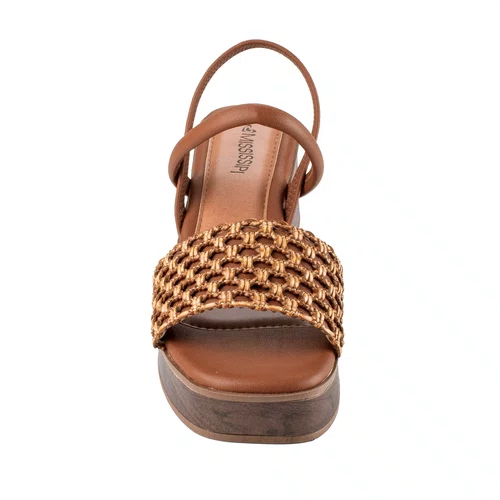 Sandalia Mississipi Tabaco Salto Anabela Feminino
